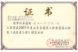 2007年度山东省建筑工程质量泰山杯奖（省优质工程）